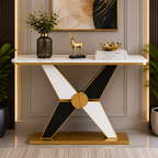 Long Hall Marble Console with Gold X Legs