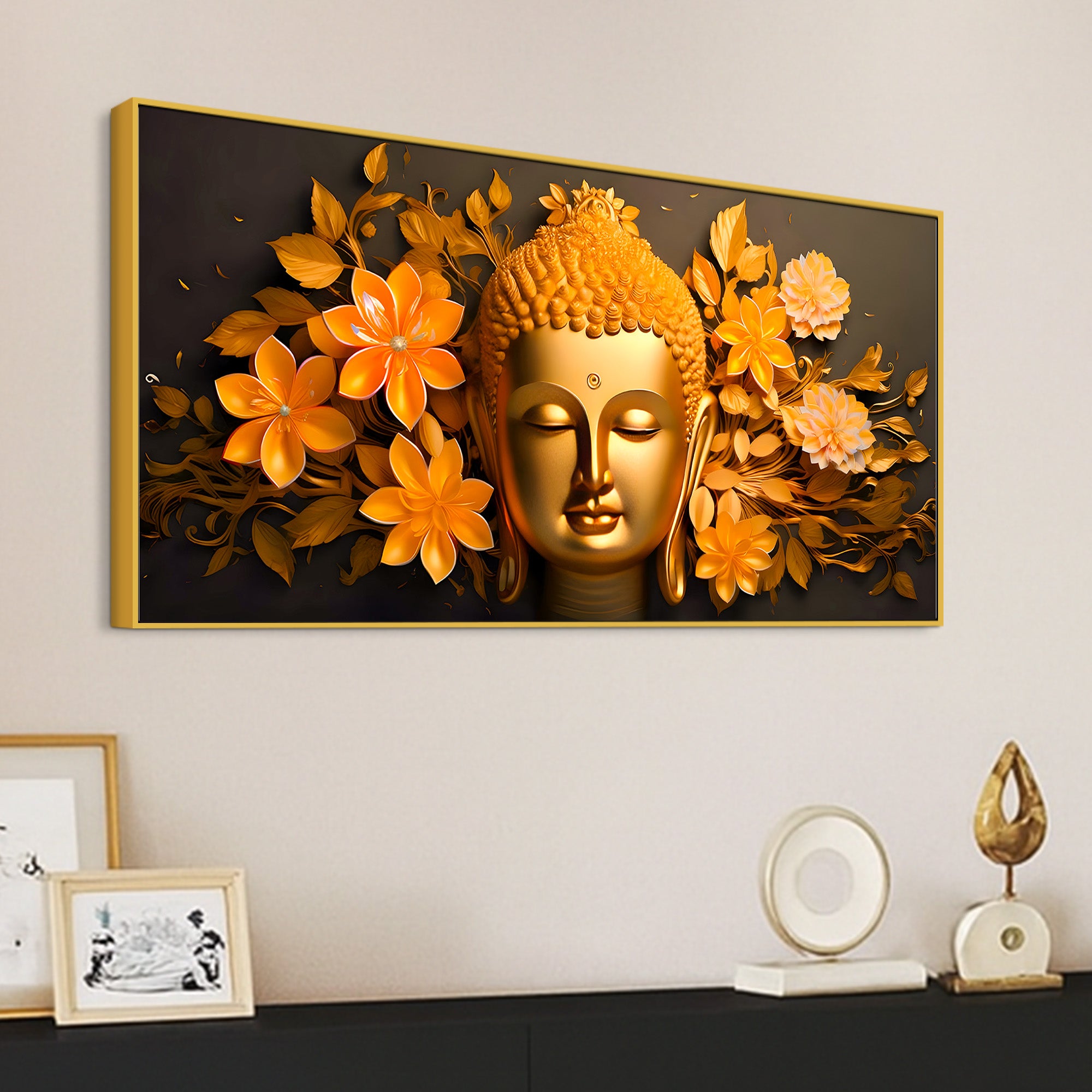 Lord Buddha Face Wall Painting on Premium Canvas