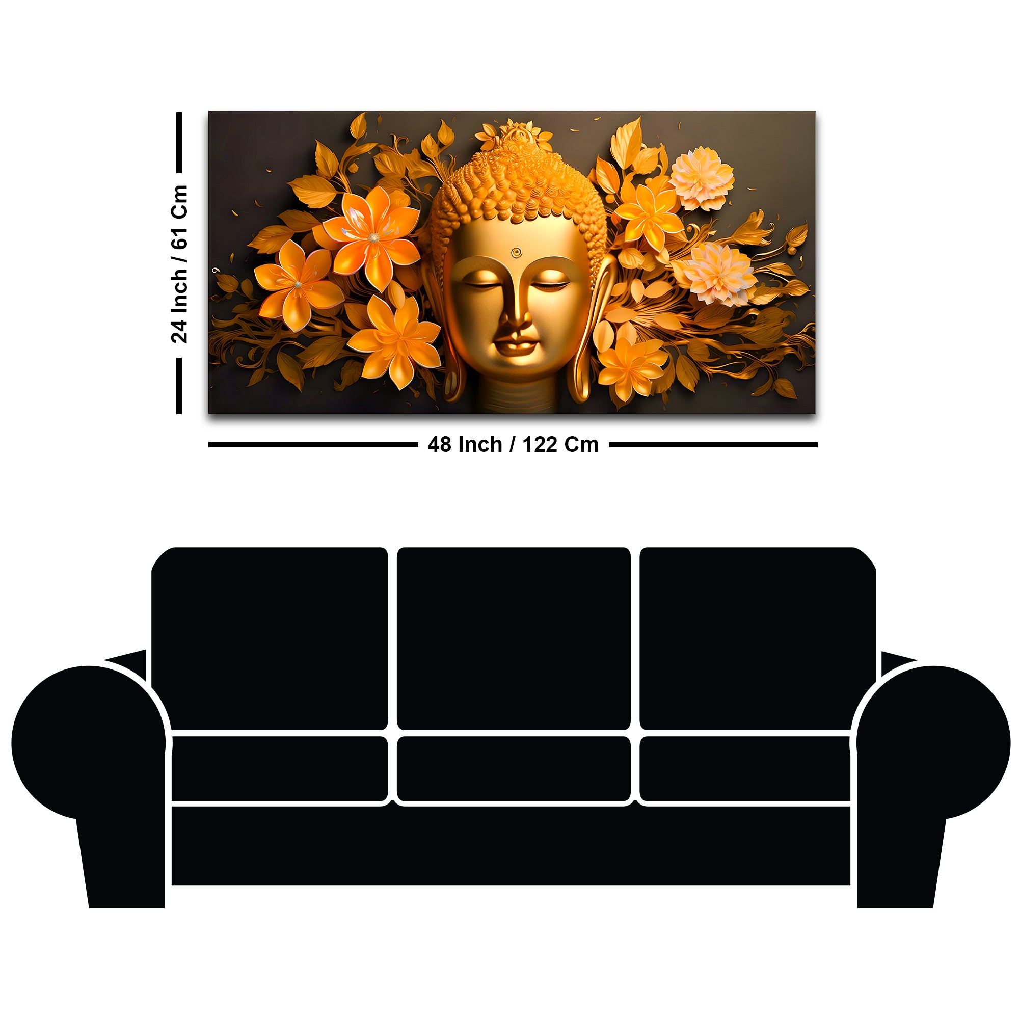 Lord Buddha Face Wall Painting on Premium Canvas