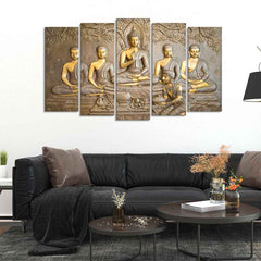 Lord Buddha in Thailand Temple 5 Pieces Premium Wall Painting