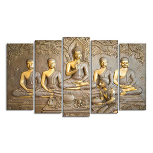 Lord Buddha in Thailand Temple 5 Pieces Premium Wall Painting