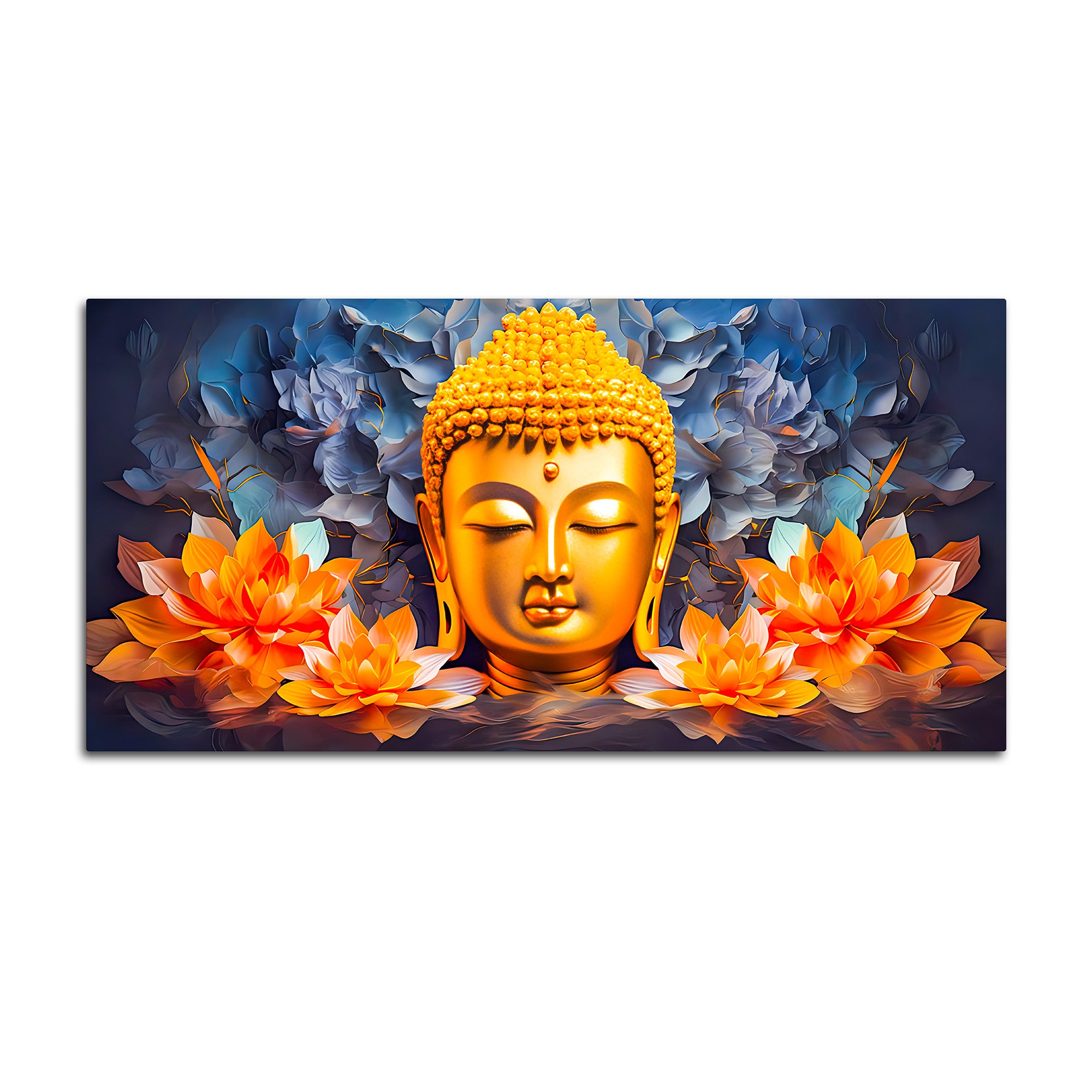Lord Buddha Lotus Wall Painting for Spiritual Home Decoration