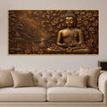 Lord Buddha Under Sacred Bodhi Tree Metallic Look 3D Canvas Wall Painting