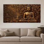 Lord Buddha Under Sacred Bodhi Tree Metallic Look 3D Canvas Wall Painting