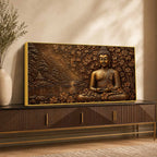 Lord Buddha Under Sacred Bodhi Tree Metallic Look 3D Canvas Wall Painting