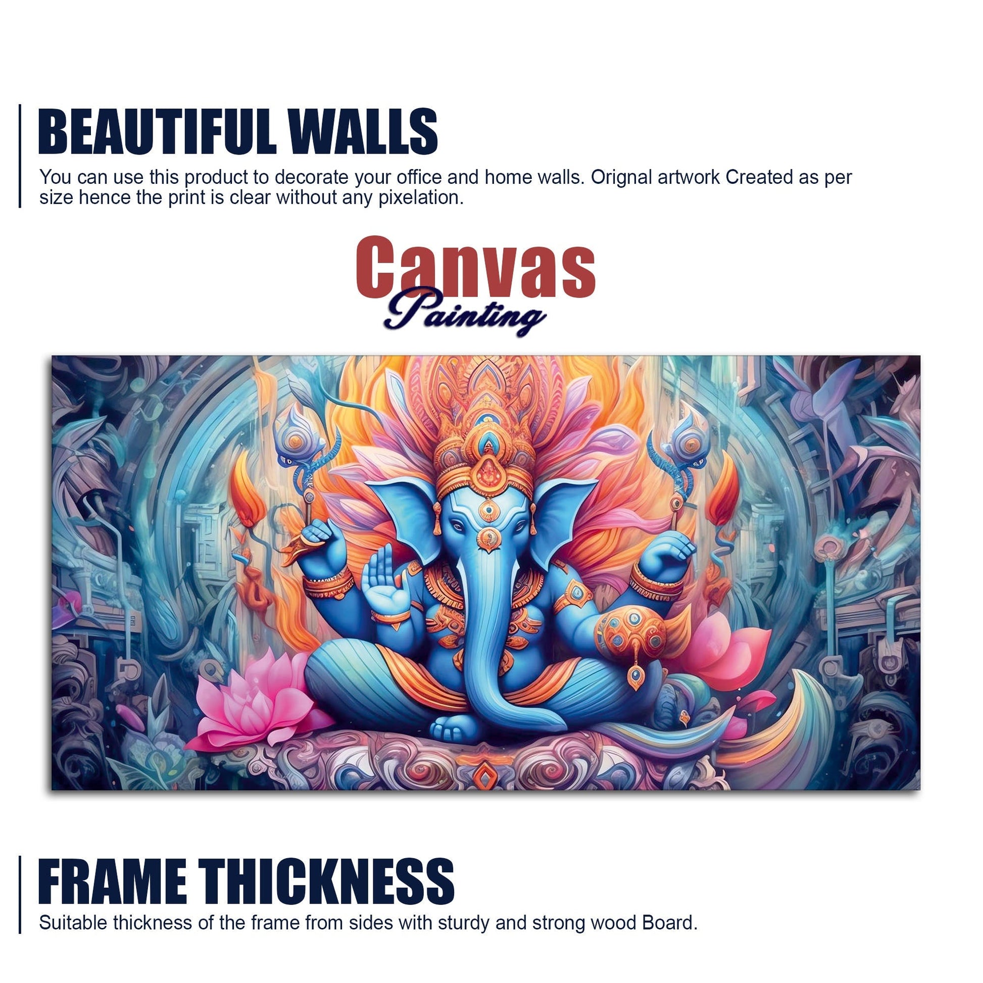 Lord Ganesh Decoative Artistic Canvas Wall Painiting