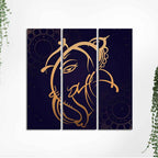 Lord Ganesh Ji Wall Painting of Three Panels