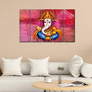 Spiritual Lord Ganesh Wall Painting 5 Pieces