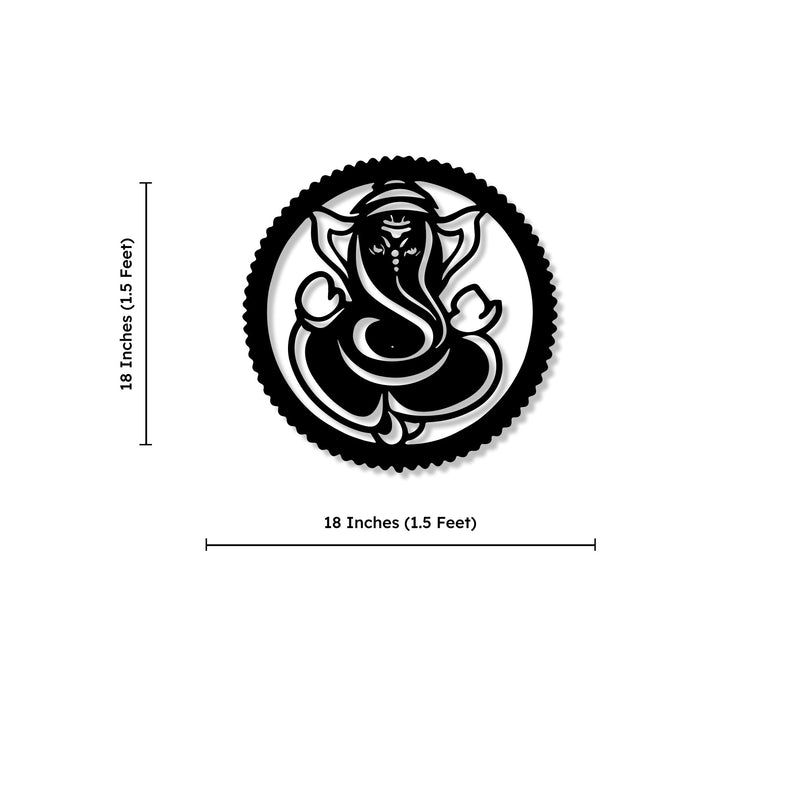 Lord Ganesha Circle Shape Metal Art Wall Decor