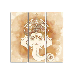 Lord Ganesha Face Wall Painting of Three Panels