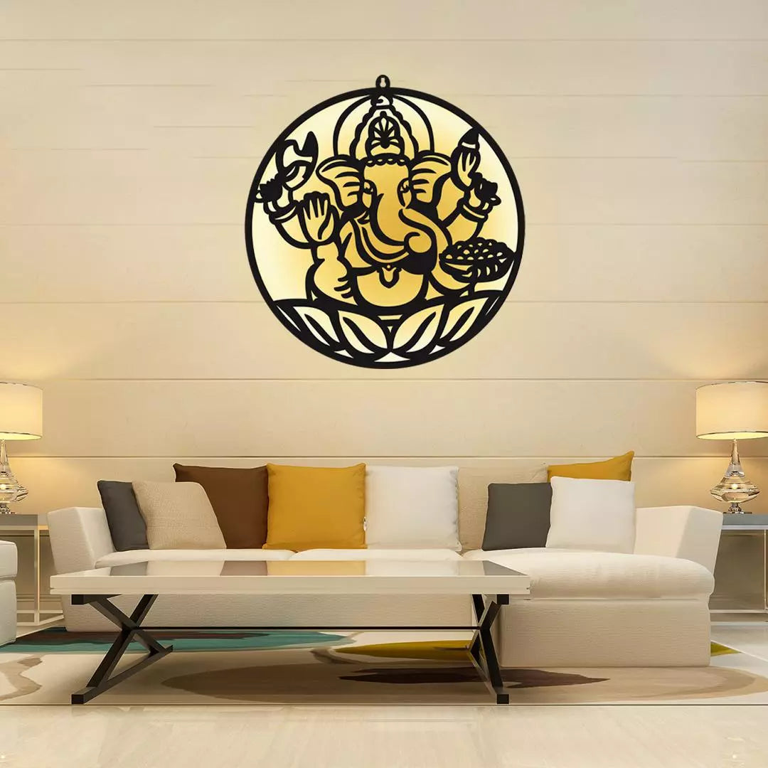 Lord Ganesha LED Wall Hanging Light for Temple and Wall Decor