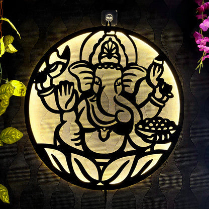 Lord Ganesha LED Wall Hanging Light for Temple and Wall Decor
