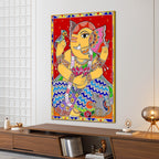 Lord Ganesha Madhubani Decoration Canvas Wall Painting