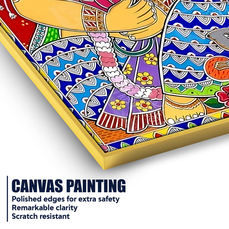 Lord Ganesha Madhubani Decoration Canvas Wall Painting