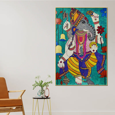 lord-ganesha-madhubani-style-canvas-wall-painting