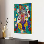 Lord Ganesha Madhubani Style Canvas Wall Painting