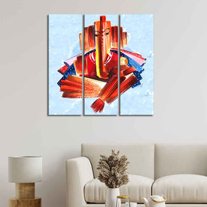 Lord Ganesha Modern Art Canvas Wall Painting Set of Three