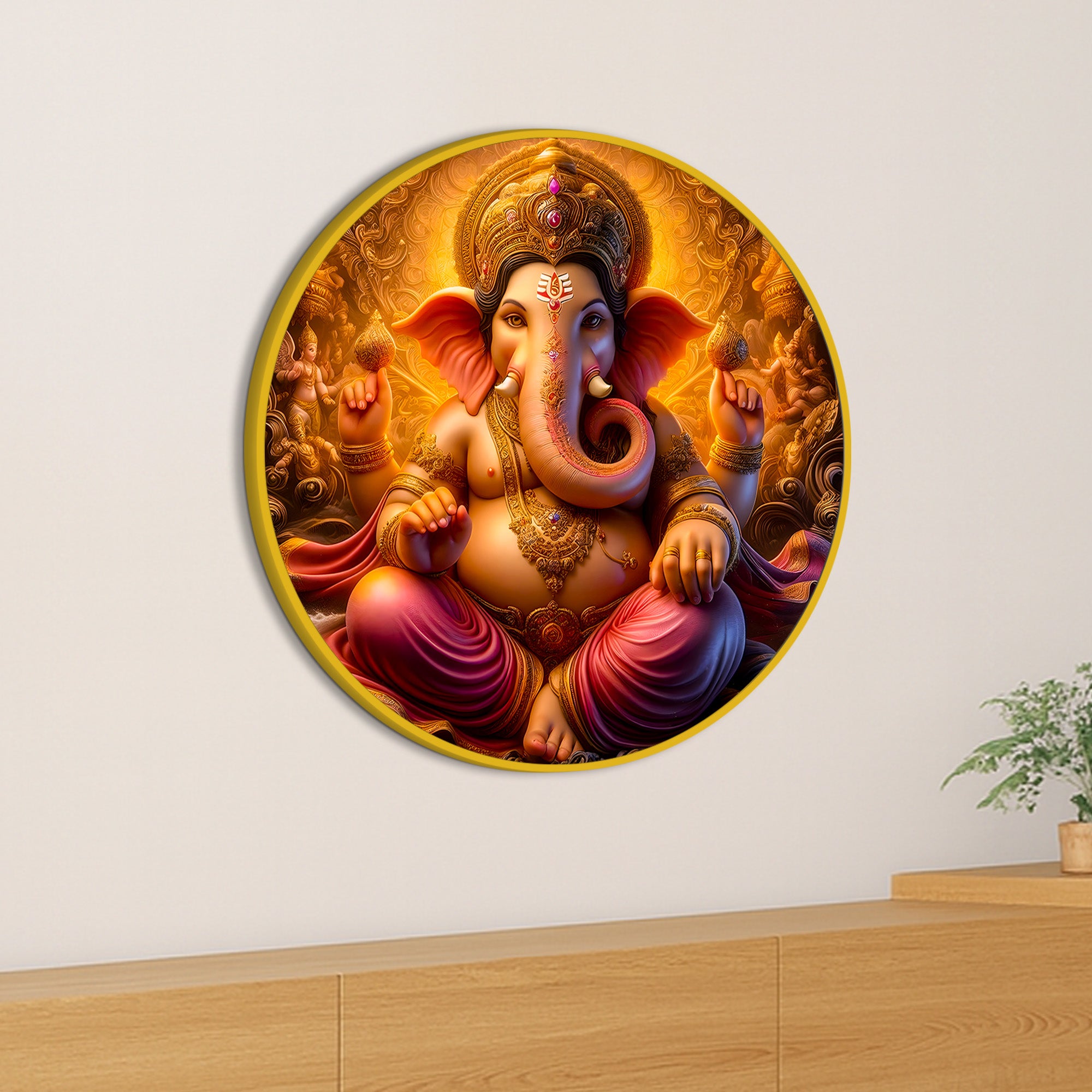 Lord Ganesha Round Painting