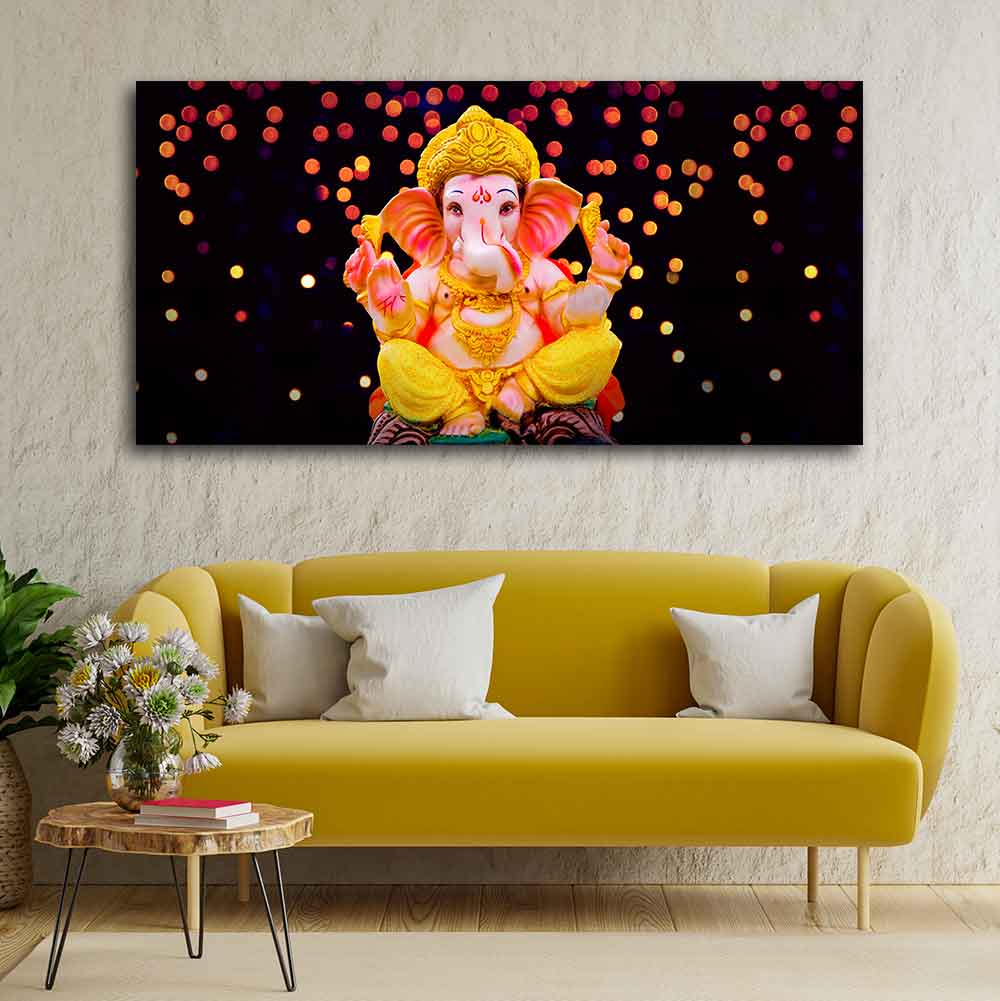 Lord Ganesha Sculpture Canvas Wall Painting