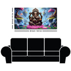 Lord Ganesha Sitting On Lotus in Beautiful Nature Canvas Wall Painting For Home & Pooja Spaces – Modern Spiritual Wall Art