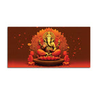 Lord Ganesha Sitting On Sacred Lotus Throne in Padmasana Premium Canvas Wall Painting for Home & Pooja Spaces – Modern Spiritual Wall Decor