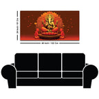 Lord Ganesha Sitting On Sacred Lotus Throne in Padmasana Premium Canvas Wall Painting for Home & Pooja Spaces – Modern Spiritual Wall Decor
