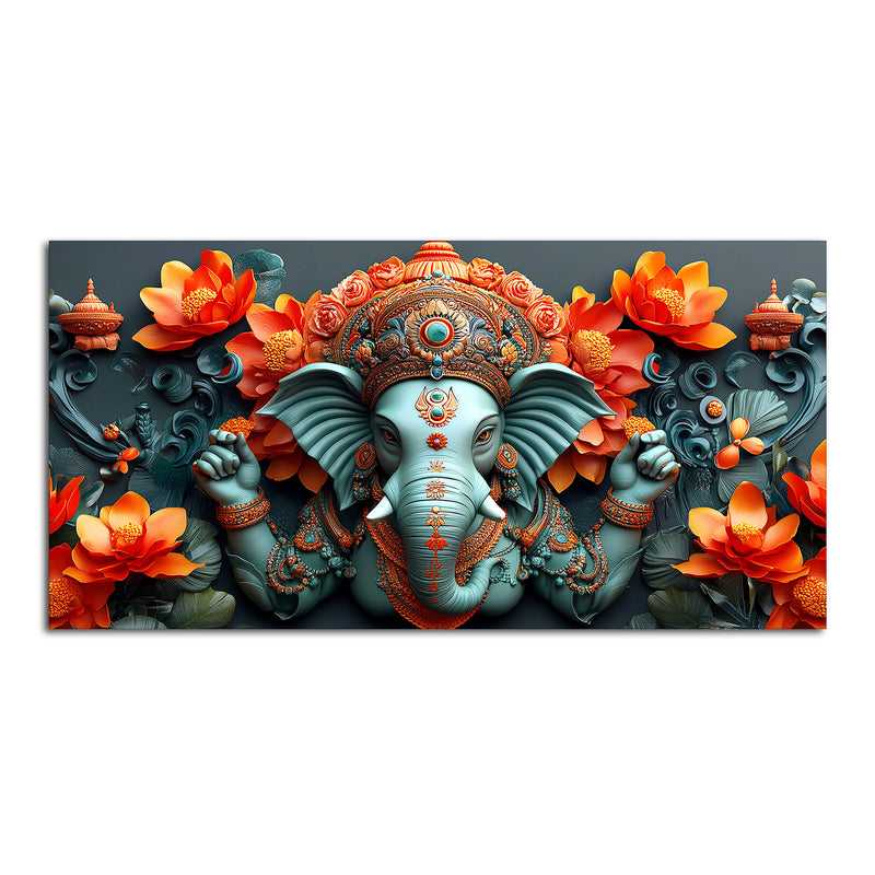 Lord Ganesha the Hindu God of Wisdom Canvas Wall Painting