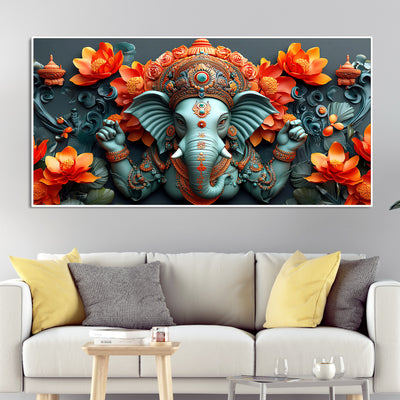 Lord Ganesha the Hindu God of Wisdom Canvas Wall Painting