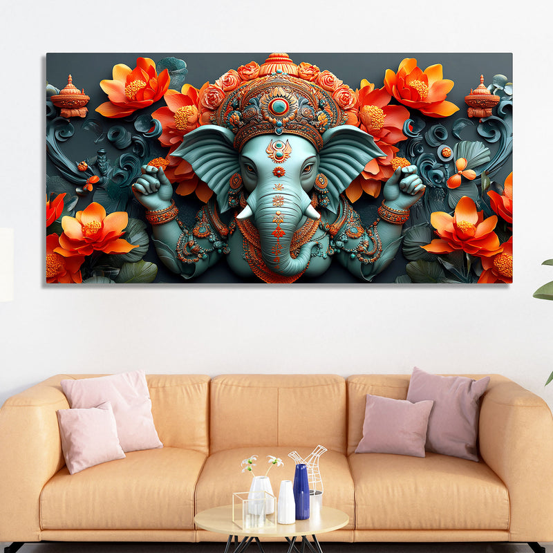 Lord Ganesha the Hindu God of Wisdom Canvas Wall Painting
