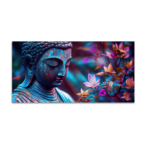 Lord Gautam Buddha Floral Art Canvas Wall Painting