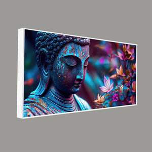 Lord Gautam Buddha Floral Art Canvas Wall Painting