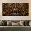 Lord Gautam Buddha Floral Mandala Metallic Look 3D Canvas Wall Painting