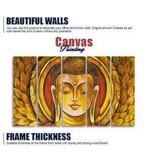 Lord Gautam Buddha Meditation Wall Painting of Five Pieces