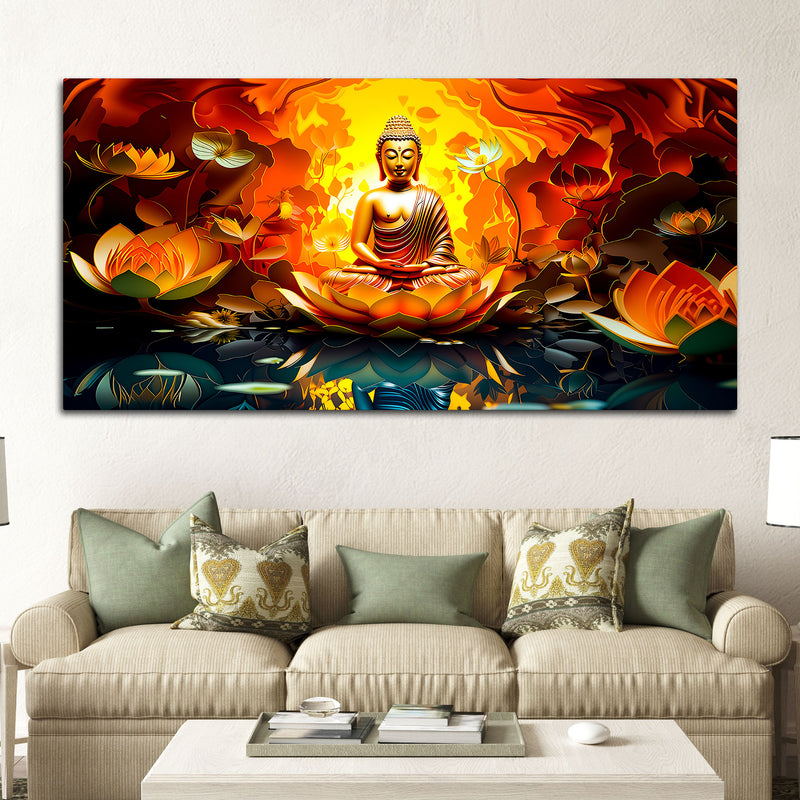 Lord Gautam Buddha Modern Canvas Painting for Home & Office Decor
