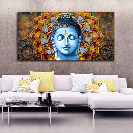 Lord Gautam Buddha Serene Face Canvas Wall Painting