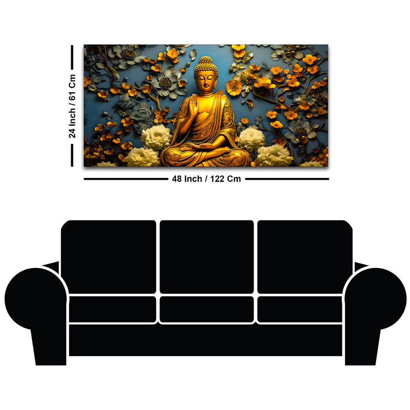Lord Gautam Buddha Wall Painting for Wall Decor