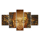 Lord Gautam Buddha with Serene Smile Wall Painting of Five Pieces