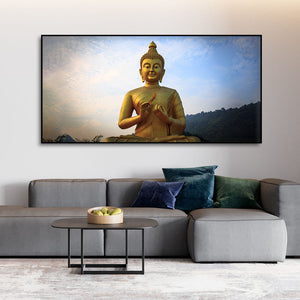 Lord Golden Buddha Meditating Canvas Wall Painting