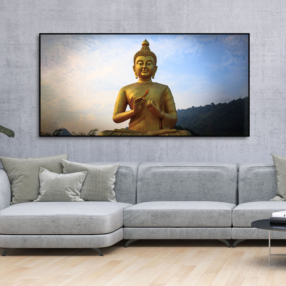 Lord Golden Buddha Meditating Canvas Wall Painting