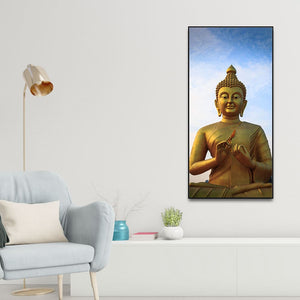 Lord Golden Buddha Meditating Premium Canvas Wall Painting