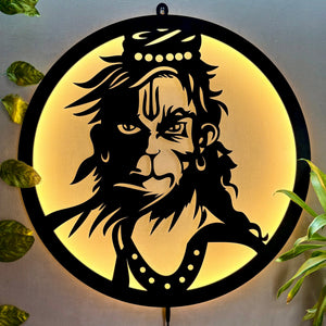 Lord Hanuman Face LED Wall Art for Mandir and Wall Decor