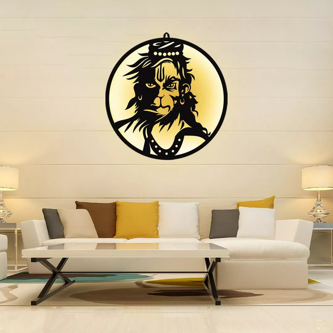 Lord Hanuman Face LED Wall Art for Mandir and Wall Decor