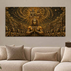 Lord Hanuman Ji Divine Devotion for Sita Ramji Metallic Look 3D Canvas Wall Painting