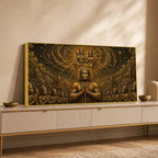 Lord Hanuman Ji Divine Devotion for Sita Ramji Metallic Look 3D Canvas Wall Painting