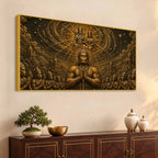 Lord Hanuman Ji Divine Devotion for Sita Ramji Metallic Look 3D Canvas Wall Painting