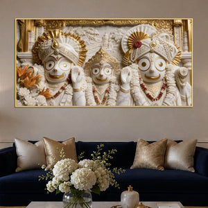 Lord Jagannath with Balabhadra & Mata Subhadra 3D Canvas Wall Painting