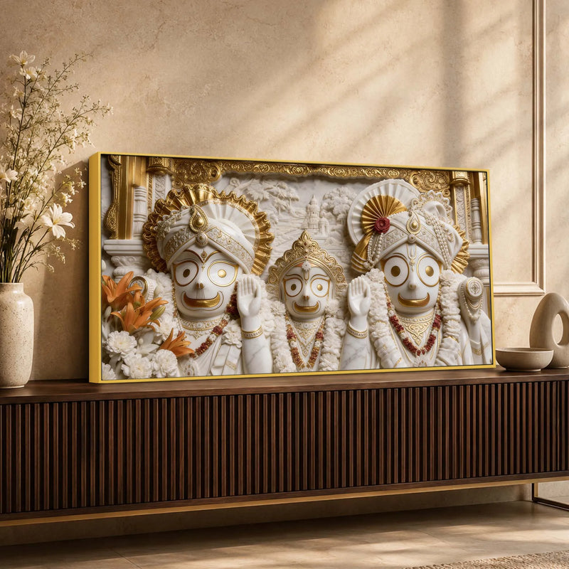 Lord Jagannath with Balabhadra & Mata Subhadra 3D Canvas Wall Painting