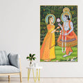 lord-krishna-accepting-lotus-from-shree-radha-canvas-wall-painting