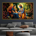 Lord Krishna and Radha Premium Floating Frame Crystal Wall Painting