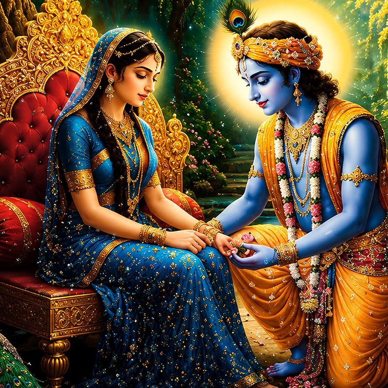 Lord Krishna and Radha Premium Floating Frame Crystal Wall Painting